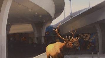 Overpass Elk by Leslie Dixon
