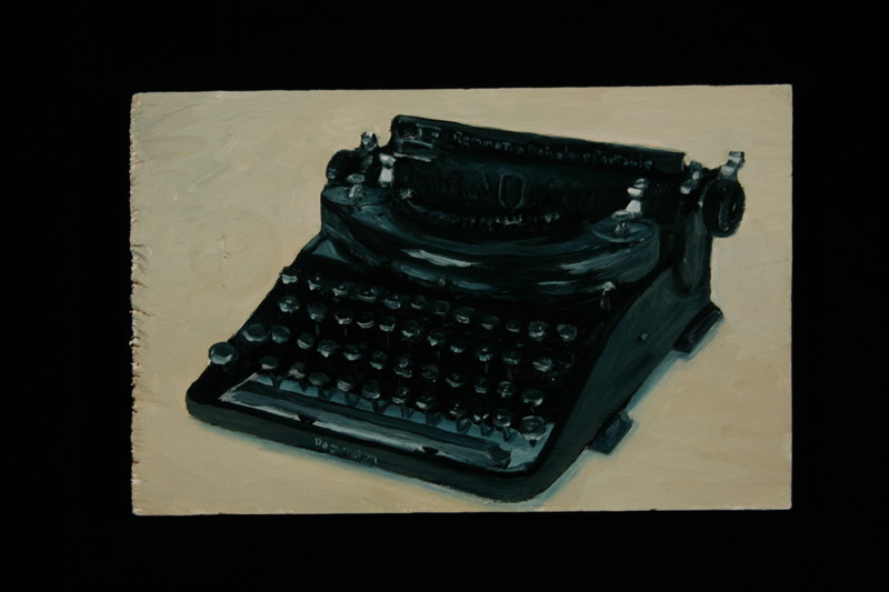 A painting of an antique typewriter.