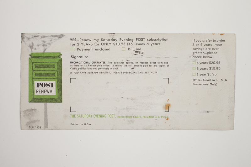 A printed "Post Renewal" card.