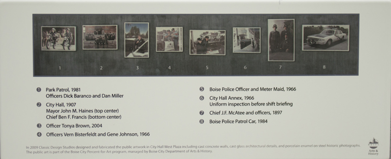 The image key for the 8 photos on the back of the second section of the Memorial Wall.
