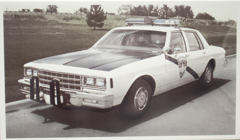 An image of a black and white Boise Police Patrol Car from 1984.