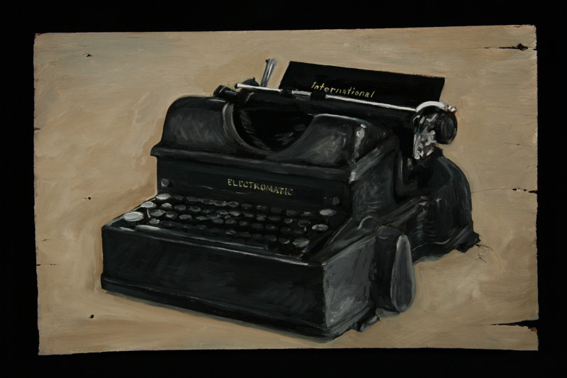 A painting of an antique "International Electromatic" typewriter.